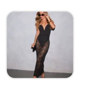 Vici Black Lace Maxi Skirt